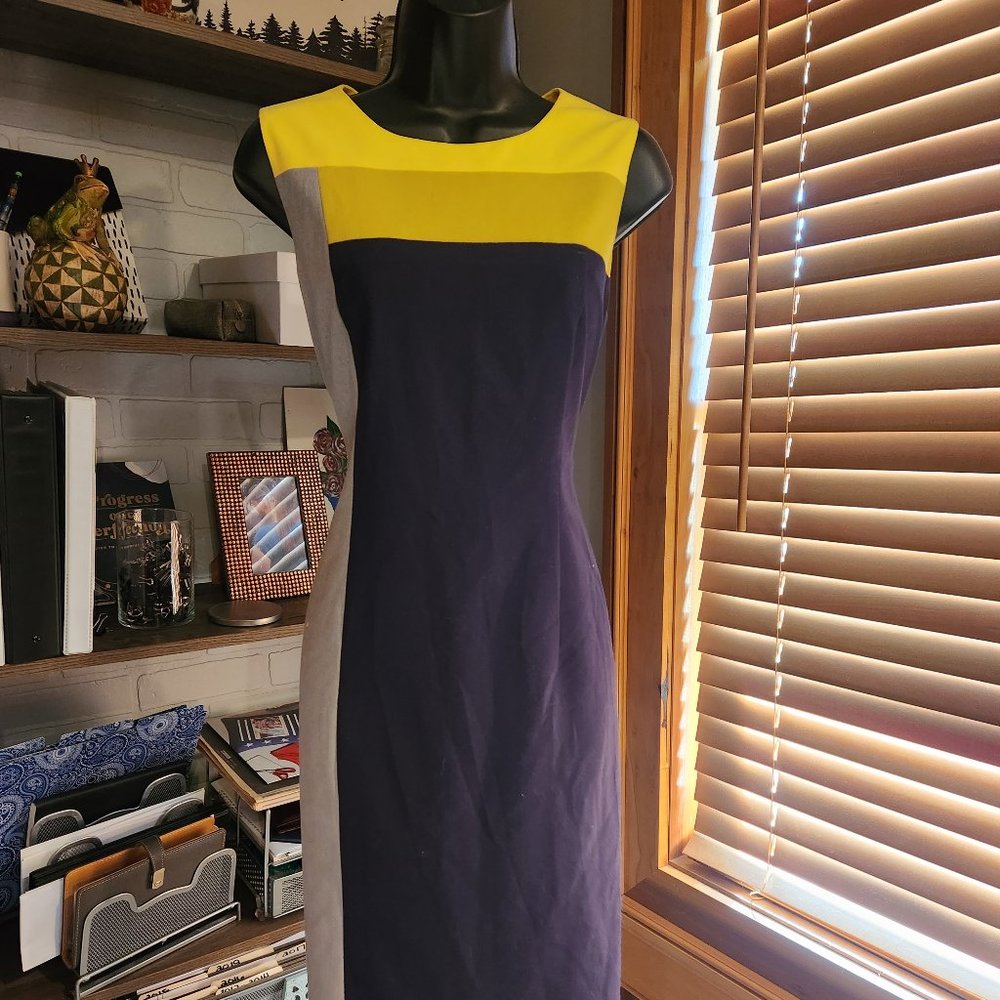 .Colorblocked Dress (Yellow/Grey/Blue)  by Calvin Klein